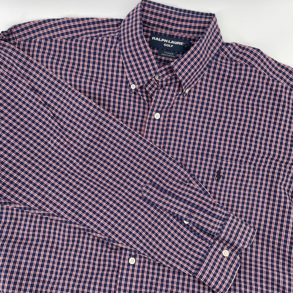 Ralph Lauren‎ Golf Mens Tilden Button Down Shirt Plaid Long Sleeve Large